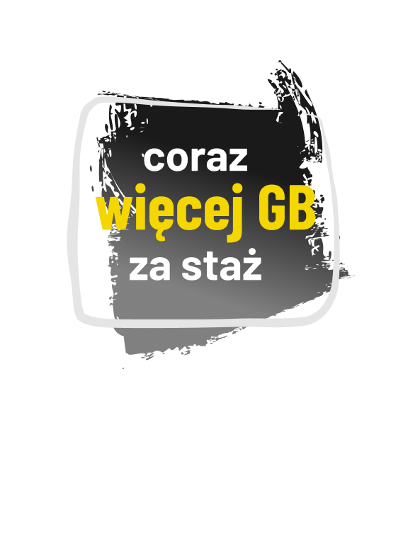 Grafika promocyjna: coraz więcej GB za staż – pakiet internetu rośnie wraz długością korzystania z usługi.