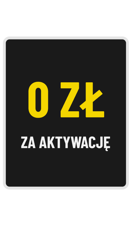 Grafika promocyjna: 0 zł za aktywację – brak opłaty startowej przy uruchomieniu usługi.