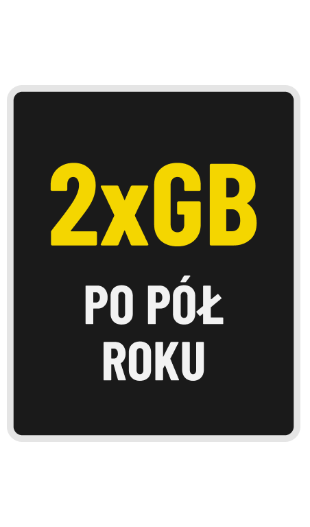 Grafika promocyjna: coraz więcej GB za staż – pakiet internetu rośnie wraz długością korzystania z usługi.