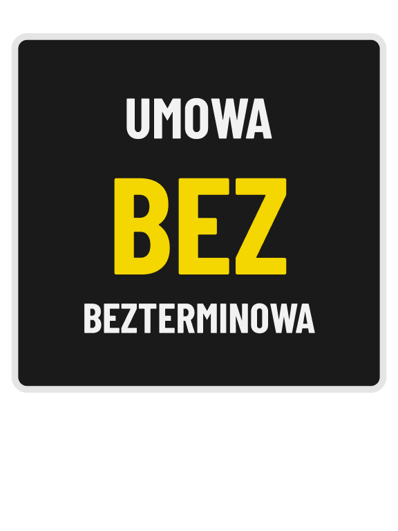 Grafika promocyjna: umowa bezterminowa – oferta bez zobowiązań czasowych.